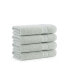 Aegean Eco-Friendly Recycled Turkish Hand Towels (4 Pack), 18x30, 600 GSM, Solid Color with Weft Woven Stripe Dobby, 50% Recycled, 50% Long-Staple Ring Spun Cotton Blend, Low-Twist, Plush, Ultra Soft