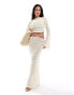 Фото #3 товара ASOS DESIGN co-ord linear textured long sleeve top with open back in ivory