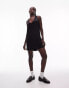 Фото #4 товара Topshop low v mini dress with raw edge in black