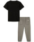Фото #2 товара Big Boys Short-Sleeve Classic Logo T-Shirt & Twill Jogger Pants, 2 Piece Set