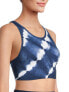 Avia Sports Bra Women's 2XL Blue Tie Dye Nylon Stretch Round Neck Strappy Back