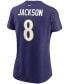 ფოტო #2 პროდუქტის Women's Lamar Jackson Purple Baltimore Ravens Name Number T-shirt