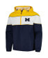 Men's Navy Michigan Wolverines Center Line Half-Zip Raglan Hoodie Jacket