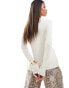 Kaiia button through split front longline cardigan in cream