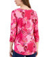 Women's 3/4 Sleeve Printed Top, Created for Macy's