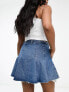 Missyempire pleated denim mini skirt in blue