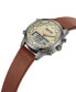 ფოტო #2 პროდუქტის Men's Ana-digi Brown Synthetic Leather Strap Watch, 46mm