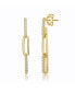 ფოტო #1 პროდუქტის Classic 14k Yellow Gold Plated with Cubic Zirconia Triple Oblong Oval Cable Chain Drop Earrings