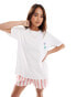 ASOS DESIGN oversized t-shirt with soft floral graphic in ivory