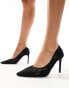 SEQWL Wide Fit pointed court shoes with stiletto heel in black lace