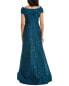 Teri Jon By Rickie Freeman Off-The-Shoulder Jacquard Gown Women's Blue 2