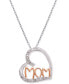 ფოტო #1 პროდუქტის Diamond Mom Heart 18" Pendant Necklace (1/10 ct. t.w.) in Sterling Silver & 18k Rose Gold-Plate