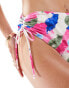 Vero Moda mix and match high waisted bikini bottoms with ruched side in bright watercolour print