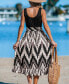 Фото #2 товара Women's Geo Smocked Waist Ruffle Hem Midi Beach Dress