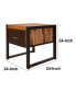 Фото #5 товара 24 Inch Single Drawer Mango Wood Bedside Table, Iron Sled Style Base, Brown, Black