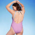 Фото #4 товара Women's Twist-Front Plunge One Piece Swimsuit - Shade & Shore Blue/Purple Ombre
