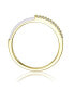 Фото #2 товара RA Young Adults/Teens 14k Yellow Gold Plated with Cubic Zirconia White Enamel Half & Half Slim Stacking Ring