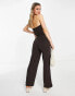 Monki halterneck jumpsuit in brown