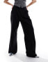 JJXX wide fit high waisted trousers with front pleat in black