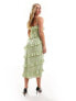 Pretty Lavish one shoulder ruffle midaxi dress in sage green