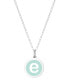 Mini Initial Pendant Necklace in Sterling Silver and Mint Enamel, 16" + 2" Extender