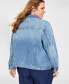 Фото #5 товара Trendy Plus Size Classic Denim Trucker Jacket, Created for Macy's