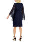 Фото #5 товара Petite Round-Neck Long-Cape-Sleeve Lace Dress