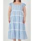Фото #1 товара Plus Size Floral Lace Gingham Printed Midi Dress