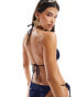 Фото #3 товара South Beach glitter triangle bikini top in dark blue