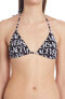 Фото #1 товара Versace Womens Logo Print Triangle Bikini Top Swimwear Black White Size 2