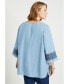 Plus Size June + Vie Fringe Denim Blouse