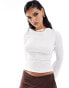 Фото #5 товара ASOS DESIGN plisse angel sleeve slash neck top in ivory