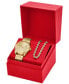ფოტო #4 პროდუქტის Men's Ms9 Three-Hand Date Gold-Tone Stainless Steel Bracelet Watch 44mm and Necklace Set