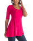 ფოტო #3 პროდუქტის Women's Elbow Sleeve Swing Tunic Top