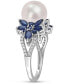 Жемчуг Freshwater, Сапфир и Алмаз в Белом Золоте 14k Macy's Pearl, Sapphire & Diamond 14k White Gold