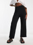 Monki textured pull-on straight leg trousers in black