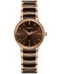 ფოტო #1 პროდუქტის Women's Swiss Centrix Brown Ceramic & Rose Gold PVD Bracelet Watch 31mm