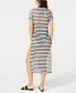 Фото #2 товара Calvin Klein Women's 263638 Striped Cold-Shoulder Cover-Up Swimsuit Size L/XL