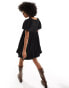 Фото #4 товара Monki short balloon sleeve mini dress in black