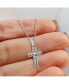 Фото #2 товара Chisel antiqued Brushed and CZ Cross Pendant Curb Chain Necklace