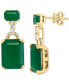 ფოტო #1 პროდუქტის EFFY® Green Onyx & Diamond (1/8 ct. t.w.) Drop Earrings in 14k Gold