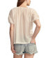 Women's Short-Sleeve Cutwork Cotton Peasant Top