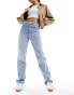 Фото #2 товара NA-KD straight leg high wasit jean in light blue