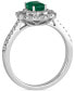 ფოტო #3 პროდუქტის Costa Smeraldas Emeralds (3/8 ct. t.w.) & Vanilla Diamond (1/3 ct. t.w.) Halo Ring in Platinum