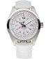 ფოტო #1 პროდუქტის Women's Amelia GMT Multifunctional Genuine White Calf Leather Strap Watch 40mm