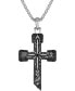 Фото #1 товара Men's Black Diamond Cross Pendant Necklace (3/8 ct. t.w.) in Sterling Silver-Plate, 24" + 2" extender