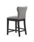 2-Piece Asian Hardwood Upholstered Solid Back Counter Height with Nail head Trim Stools Set