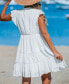 Фото #3 товара Women's White Split Neck Tassel Tie Lace Mini Beach Dress