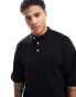 Jack & Jones oversized knitted polo in black