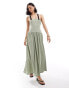 ASOS DESIGN textured drop waist midi dress in sage green